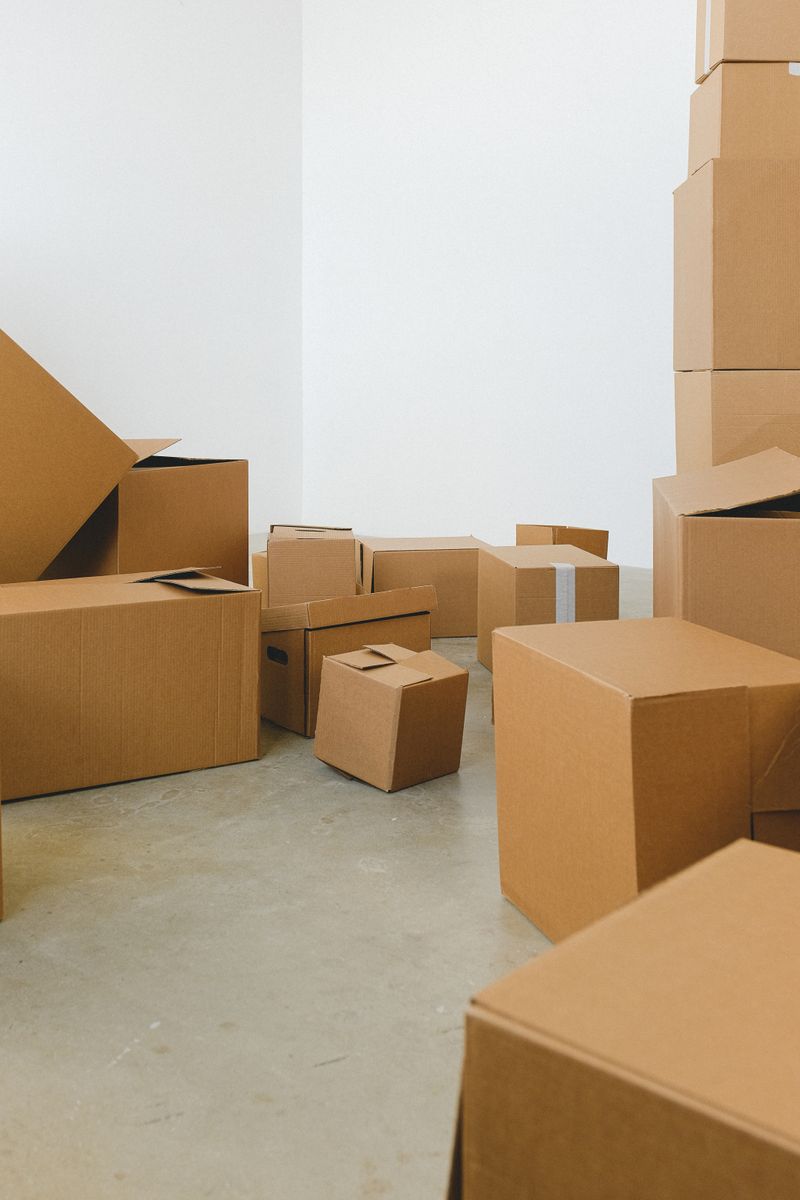 Moving boxes in an empty apartment room